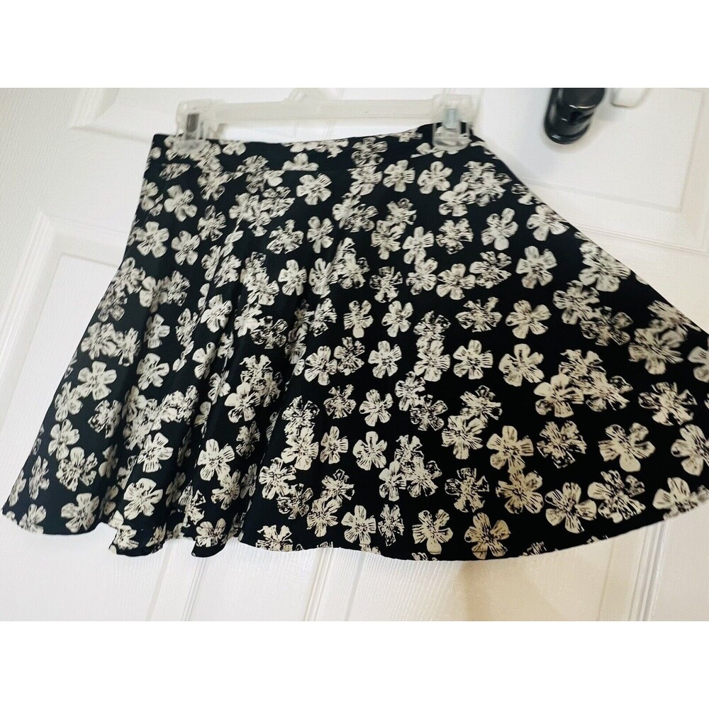 LUSH Womens Black Floral Tan Mini Skater A Line Skirt Sz XS - Picture 2 of 6